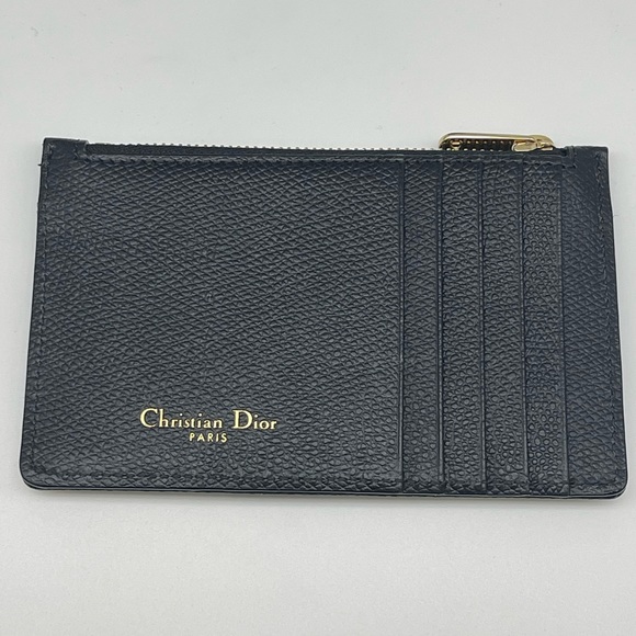 DIORAMA CHRISTIAN DIOR Medium Card HOLDER Slim Wallet Unisex Black Leather New - Picture 3 of 10